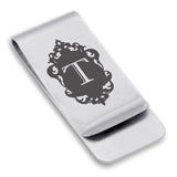 Stainless Steel Royal Crest Alphabet Letter T initial Classic Slim Money Clip