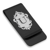 Stainless Steel Royal Crest Alphabet Letter U initial Classic Slim Money Clip