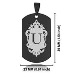 Stainless Steel Royal Crest Alphabet Letter U initial Dog Tag Keychain