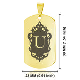 Stainless Steel Royal Crest Alphabet Letter U initial Dog Tag Keychain