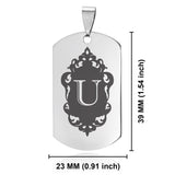 Stainless Steel Royal Crest Alphabet Letter U initial Dog Tag Keychain
