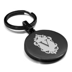 Stainless Steel Royal Crest Alphabet Letter V initial Round Medallion Keychain