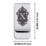 Stainless Steel Royal Crest Alphabet Letter X initial Classic Slim Money Clip