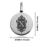 Stainless Steel Royal Crest Alphabet Letter X initial Round Medallion Pendant