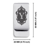 Stainless Steel Royal Crest Alphabet Letter Y initial Classic Slim Money Clip