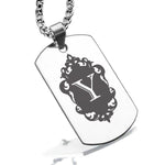 Stainless Steel Royal Crest Alphabet Letter Y initial Dog Tag Pendant