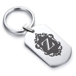 Stainless Steel Royal Crest Alphabet Letter Z initial Dog Tag Keychain