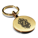Stainless Steel Royal Crest Alphabet Letter Z initial Round Medallion Keychain