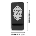 Stainless Steel Royal Crest Alphabet Letter Z initial Classic Slim Money Clip