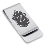 Stainless Steel Royal Crest Alphabet Letter Z initial Classic Slim Money Clip