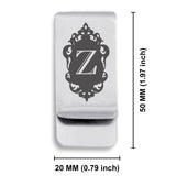 Stainless Steel Royal Crest Alphabet Letter Z initial Classic Slim Money Clip