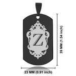 Stainless Steel Royal Crest Alphabet Letter Z initial Dog Tag Keychain