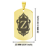 Stainless Steel Royal Crest Alphabet Letter Z initial Dog Tag Pendant