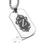 Stainless Steel Royal Crest Alphabet Letter Z initial Dog Tag Pendant