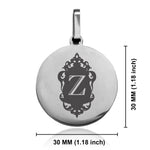 Stainless Steel Royal Crest Alphabet Letter Z initial Round Medallion Keychain