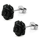 Stainless Steel Resin Rose Flower Floral Stud Earrings - Comfort Zone Studios