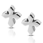 Stainless Steel Medieval Biker Cross Stud Earrings - Comfort Zone Studios