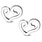 Stainless Steel Spiral Open Love Cut-Out Heart Stud Earrings - Comfort Zone Studios