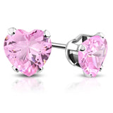 Stainless Steel Prong-Set Cubic Zirconia Love Heart Stud Earrings - Comfort Zone Studios