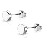 Stainless Steel Illusion Round Circle Button Stud Earrings - Comfort Zone Studios