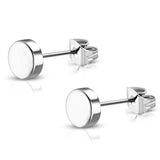 Stainless Steel Illusion Round Circle Button Stud Earrings - Comfort Zone Studios