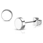 Stainless Steel Illusion Round Circle Button Stud Earrings - Comfort Zone Studios
