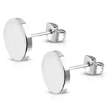 Stainless Steel Illusion Round Circle Button Stud Earrings - Comfort Zone Studios