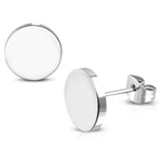 Stainless Steel Illusion Round Circle Button Stud Earrings - Comfort Zone Studios