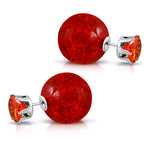 Stainless Steel Double Sided 8 MM CZ &amp; 15 MM Crystal Candy Ball Stud Earrings - Comfort Zone Studios