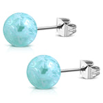Stainless Steel Artisan Floral Painted Acrylic Bead Button Stud Earrings - Comfort Zone Studios