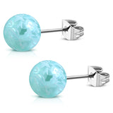 Stainless Steel Artisan Floral Painted Acrylic Bead Button Stud Earrings - Comfort Zone Studios