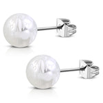 Stainless Steel Artisan Floral Painted Acrylic Bead Button Stud Earrings - Comfort Zone Studios
