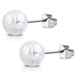Stainless Steel Artisan Floral Painted Acrylic Bead Button Stud Earrings - Comfort Zone Studios