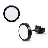 Stainless Steel Two-Tone Illusion Round Circle Button Stud Earrings - Comfort Zone Studios