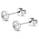 Stainless Steel Bezel Swarovski Elements Crystal Button Stud Earrings - Comfort Zone Studios