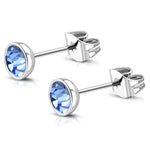 Stainless Steel Bezel Swarovski Elements Crystal Button Stud Earrings - Comfort Zone Studios
