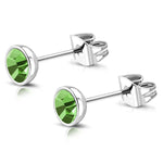 Stainless Steel Bezel Swarovski Elements Crystal Button Stud Earrings - Comfort Zone Studios