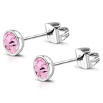 Stainless Steel Bezel Swarovski Elements Crystal Button Stud Earrings - Comfort Zone Studios