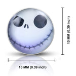 Stainless Steel Happy Jack Skellington Round Circle Button Stud Earrings - Comfort Zone Studios