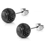 Stainless Steel Sparkling Glass Ball Bead Button Stud Earrings - Comfort Zone Studios