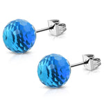 Stainless Steel Sparkling Glass Ball Bead Button Stud Earrings - Comfort Zone Studios