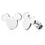 Stainless Steel Mickey Mouse Head Silhouette Button Stud Earrings - Comfort Zone Studios
