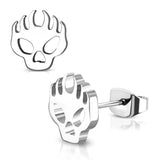 Stainless Steel Ghost Rider Flaming Skull Cut-Out Button Stud Earrings - Comfort Zone Studios