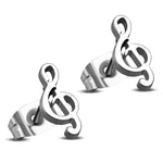 Stainless Steel Treble Clef Musical Note Button Stud Earrings - Comfort Zone Studios