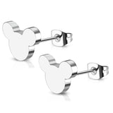 Stainless Steel Mickey Mouse Silhouette Button Stud Earrings - Comfort Zone Studios