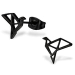 Stainless Steel Bird Origami Cut-Out Stud Post Earrings - Comfort Zone Studios