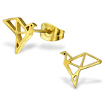 Stainless Steel Bird Origami Cut-Out Stud Post Earrings - Comfort Zone Studios