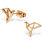 Stainless Steel Bird Origami Cut-Out Stud Post Earrings - Comfort Zone Studios