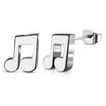 Stainless Steel Musical Single Bar Note Stud Post Earrings - Comfort Zone Studios