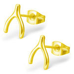 Stainless Steel Wishbone Lucky Charm Stud Post Earrings - Comfort Zone Studios